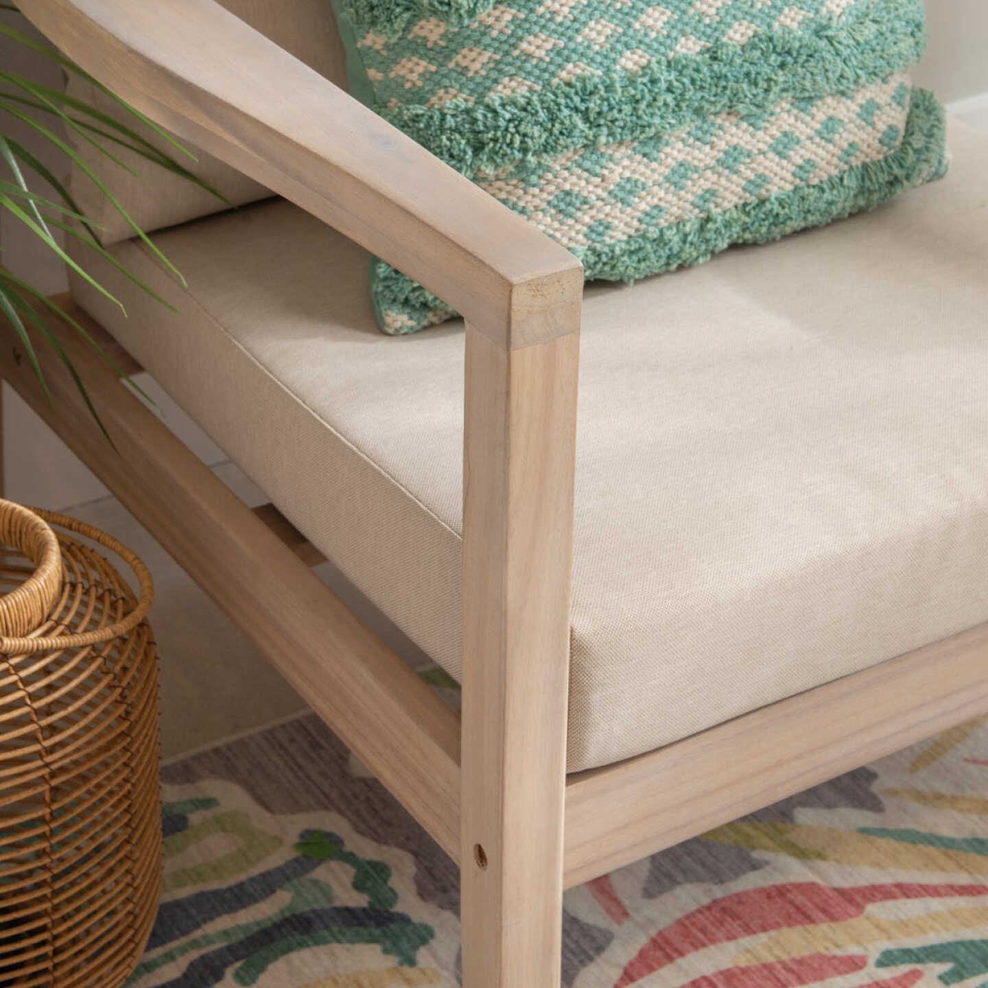 Linon Svana Natural Finish Wood Side Chair with Beige Cushions (2-Piece) Image 5
