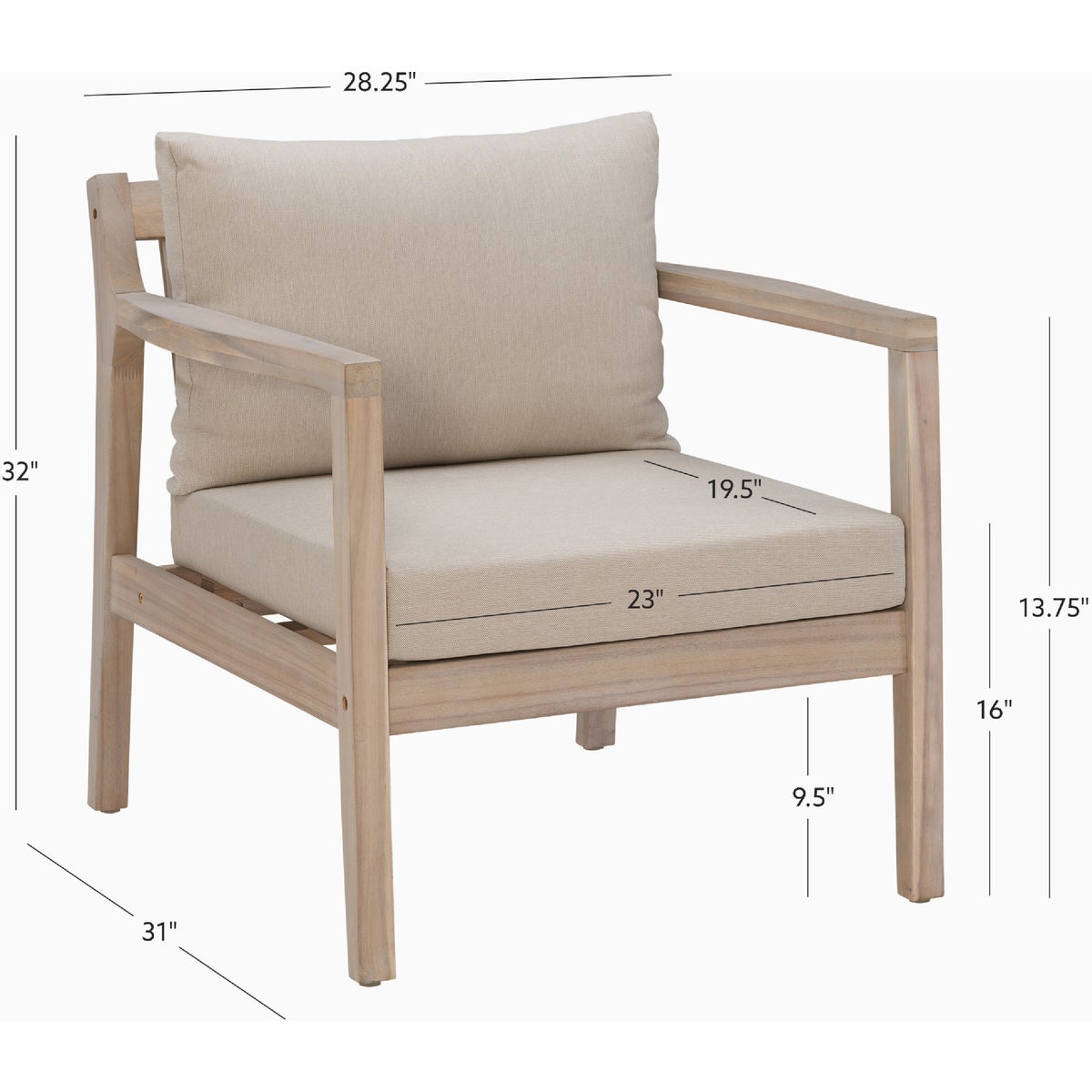 Linon Svana Natural Finish Wood Side Chair with Beige Cushions (2-Piece) Image 2