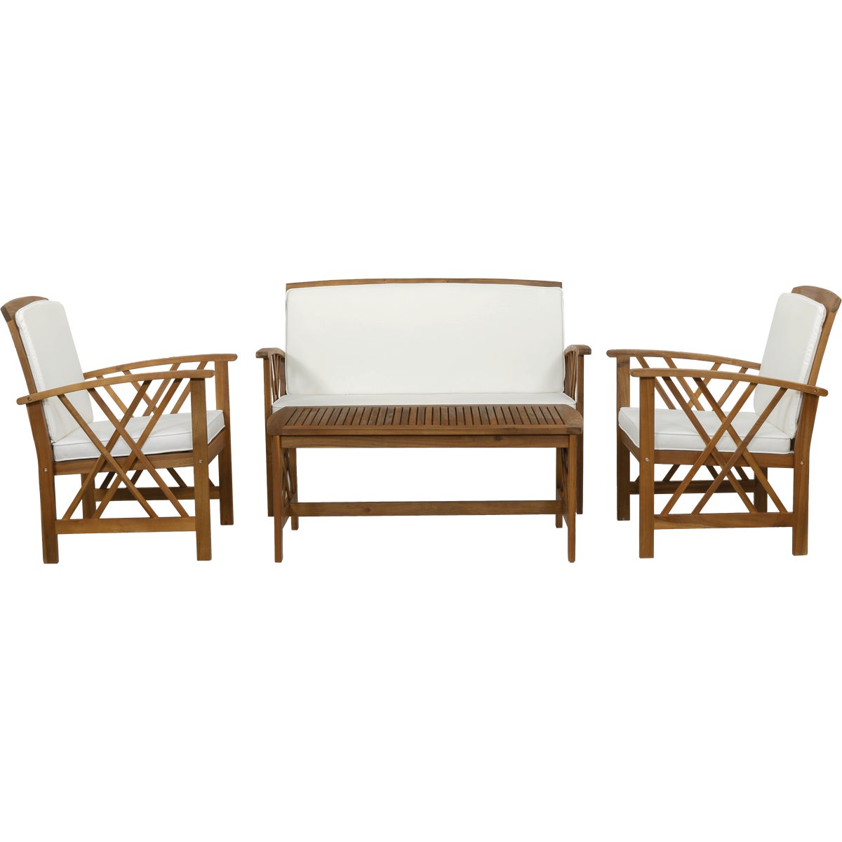 Linon Topsail Brown Wood Patio Chat Set (4-Piece) Image 7