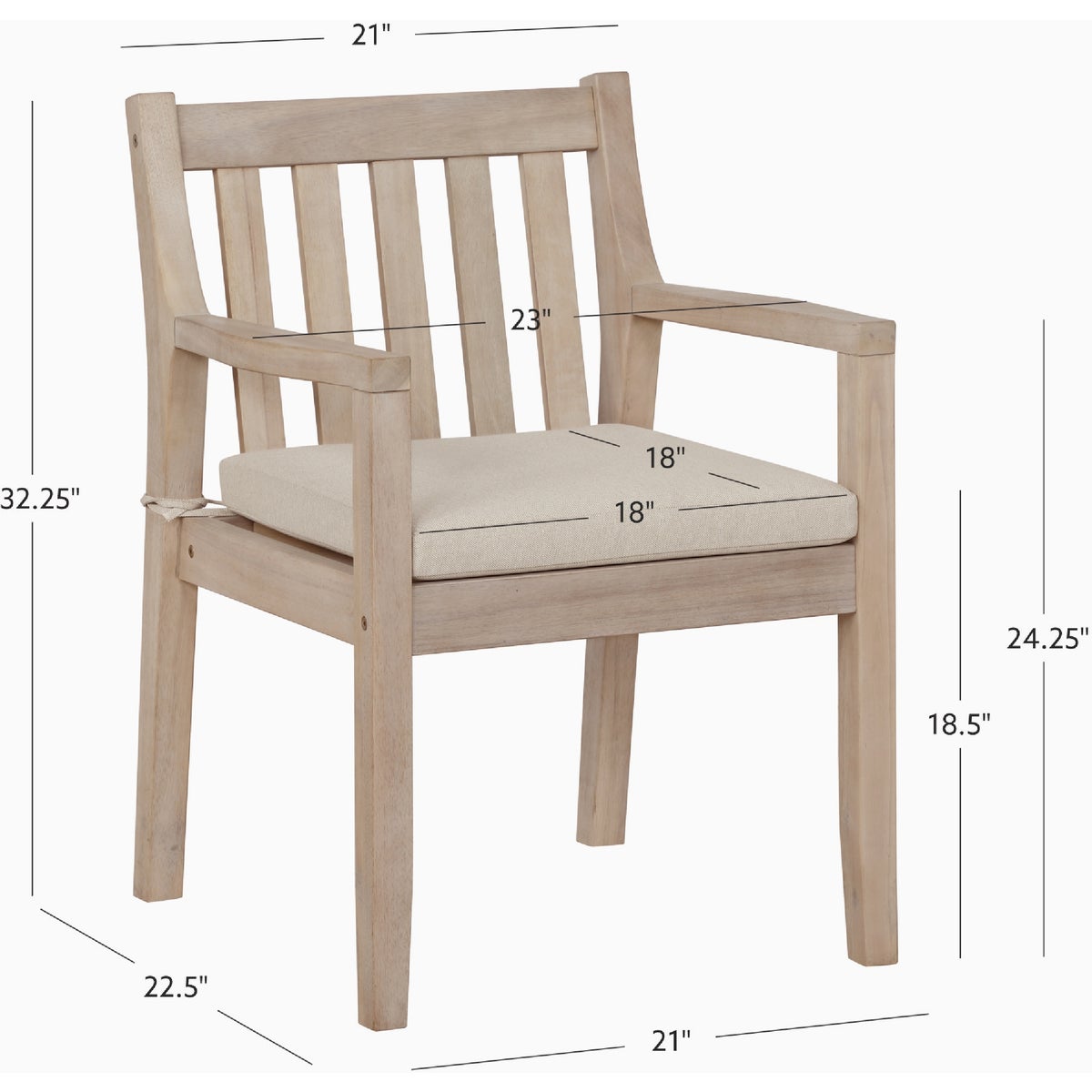 Linon Svana Natural Acacia Wood Dining Arm Chair Set (2-Piece) Image 2