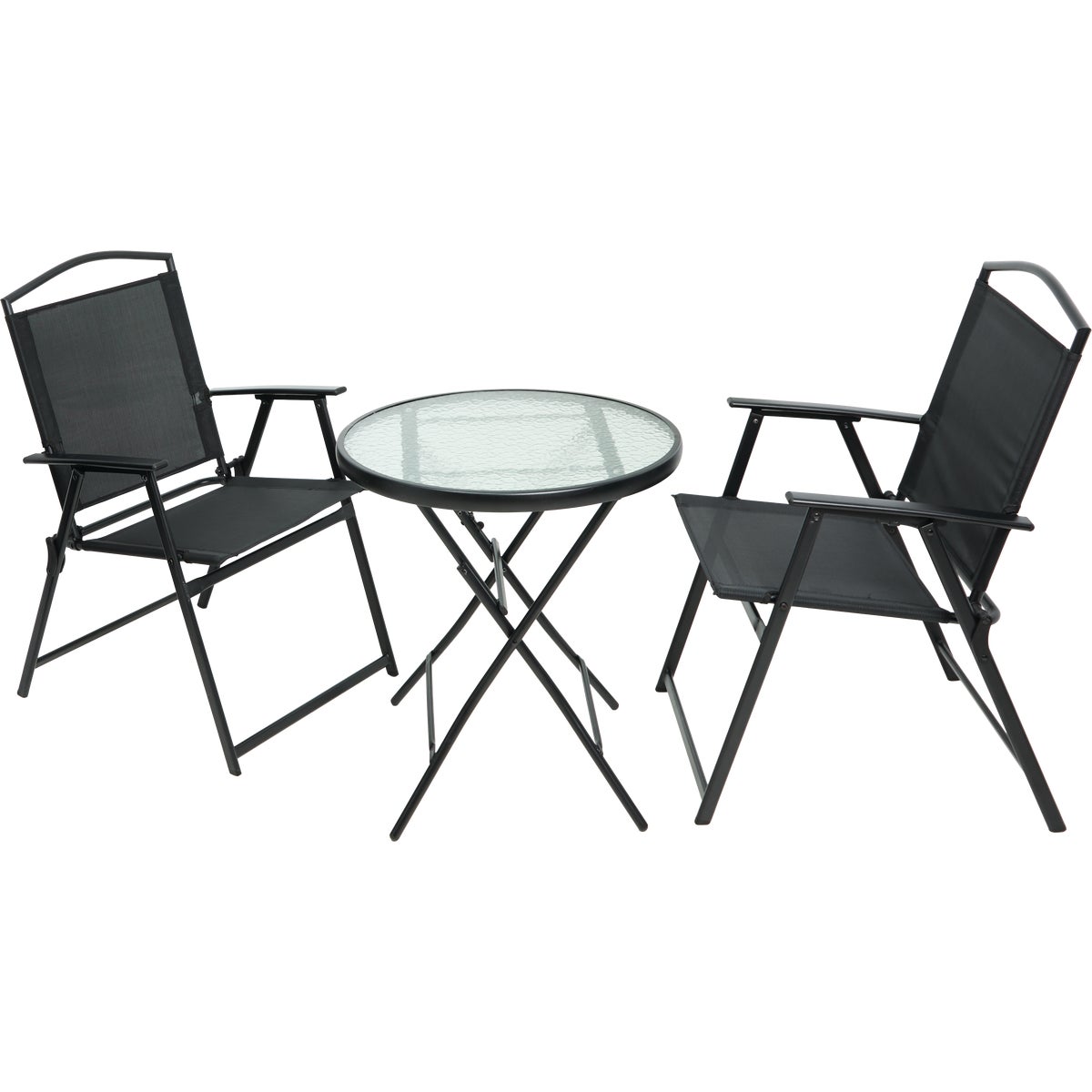 3-Piece Black Steel & Sling Bistro Set