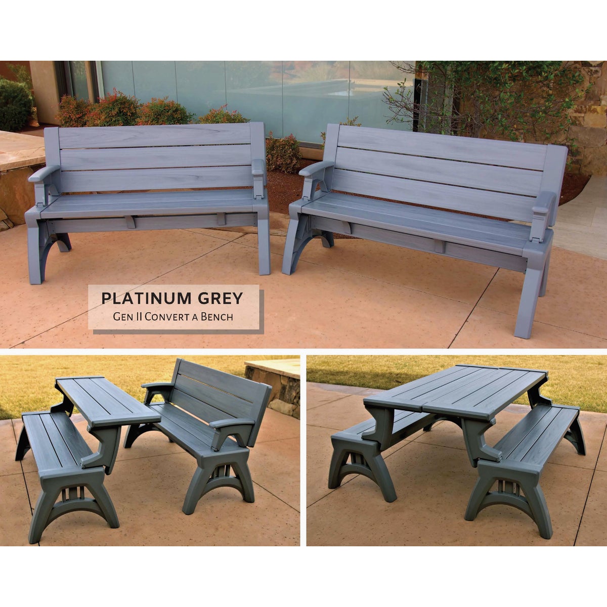 Convert A Bench 58 In. L Gen 2 XL Platinum Gray Foldable Bench Image 5