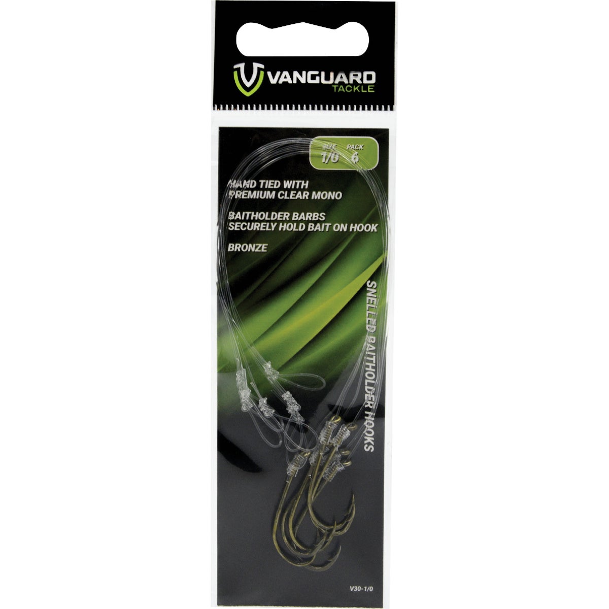 Vanguard Size 1/0 Baitholder Bronze Snelled Hooks (6-Pack) Image 1