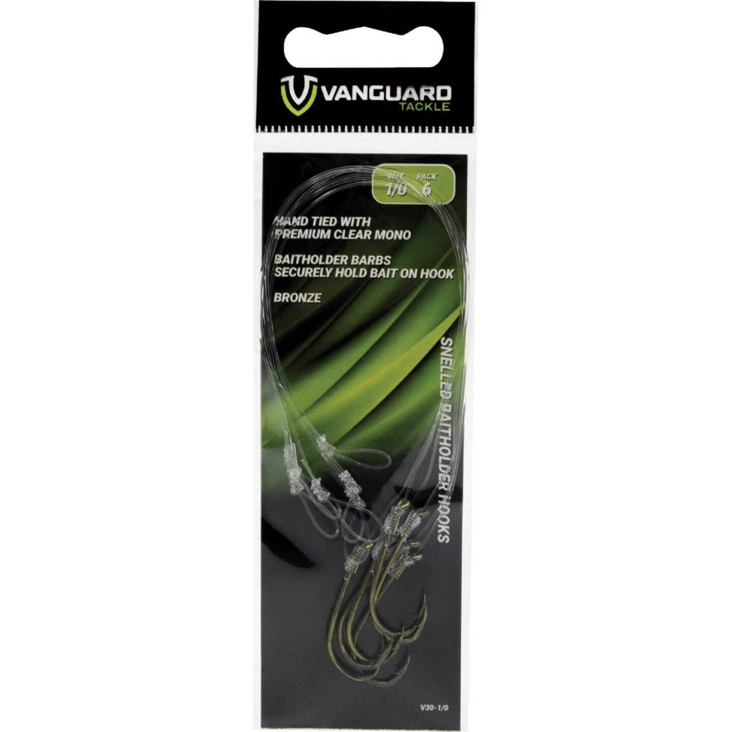 Vanguard Size 1/0 Baitholder Bronze Snelled Hooks (6-Pack) Image 1