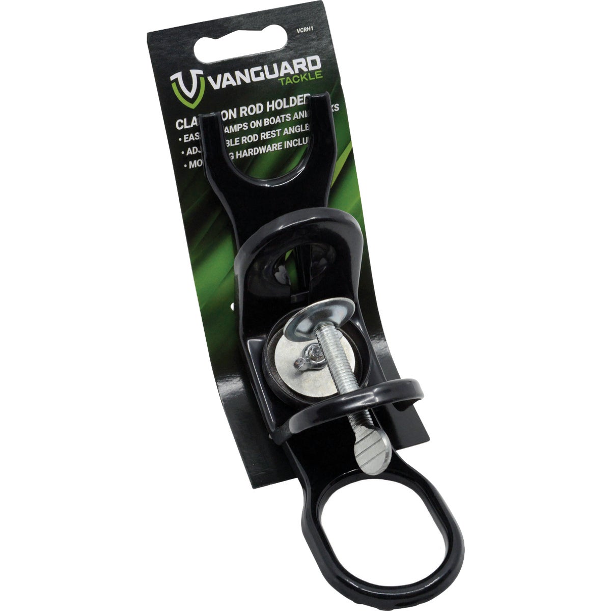 Vanguard Black Metal Clamp-On Boat Fishing Rod Holder Image 1