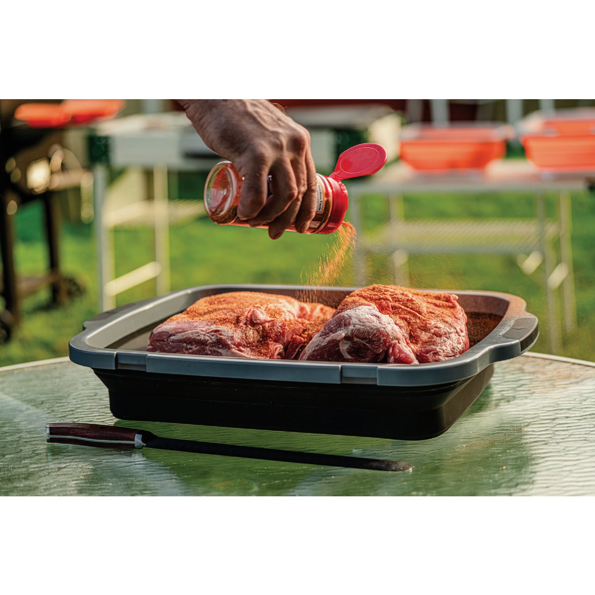 Drip EZ XL Black 22.5 In. L. x 16.25 In. W. x 5.5 In. D. Collapsible BBQ Prep Tub Image 2