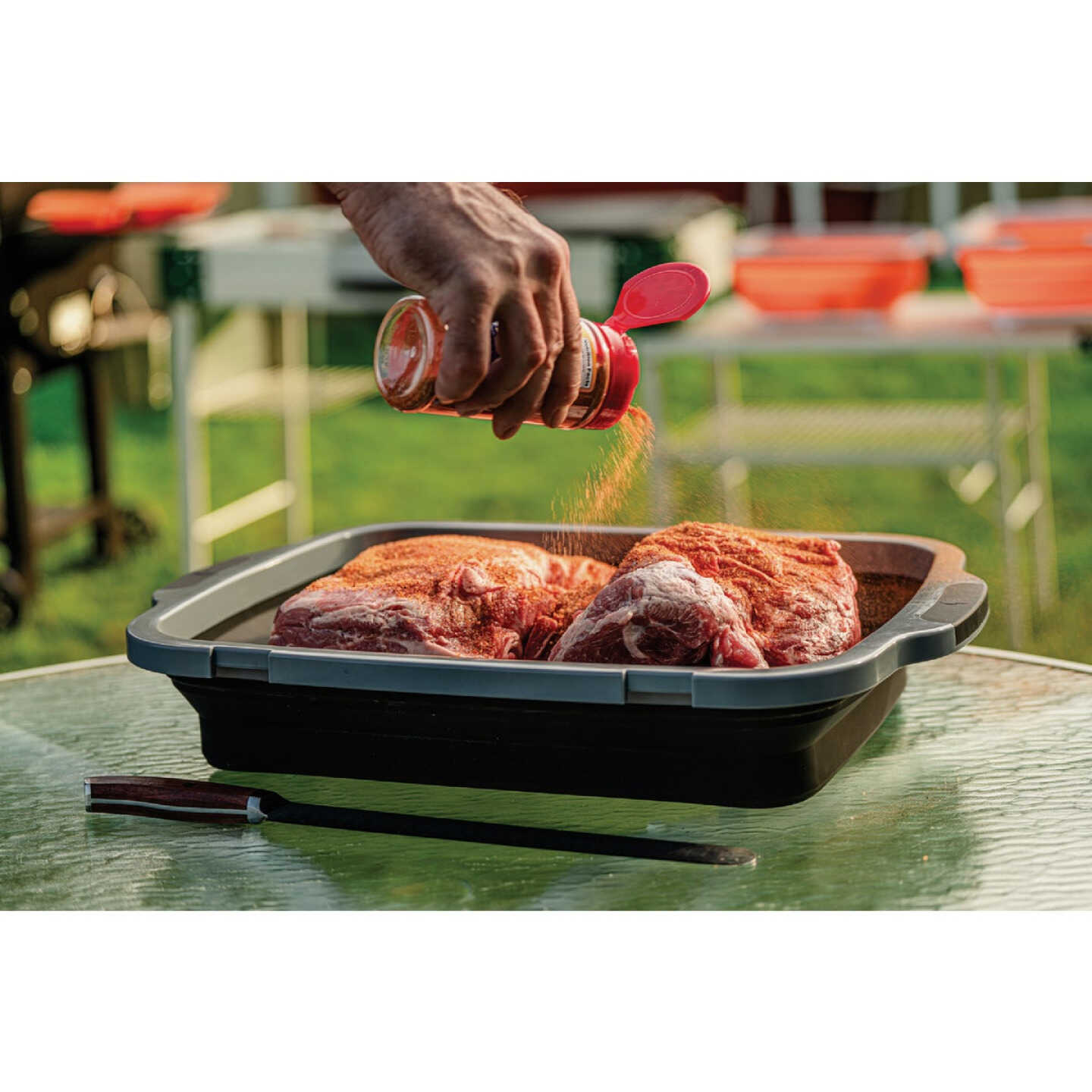 Drip EZ XL Black 22.5 In. L. x 16.25 In. W. x 5.5 In. D. Collapsible BBQ Prep Tub Image 2