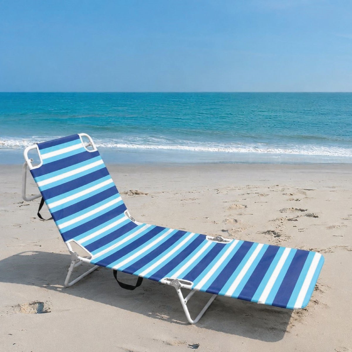 Cabana Beach Multiple Position Blue Folding Lounge Chair Image 2