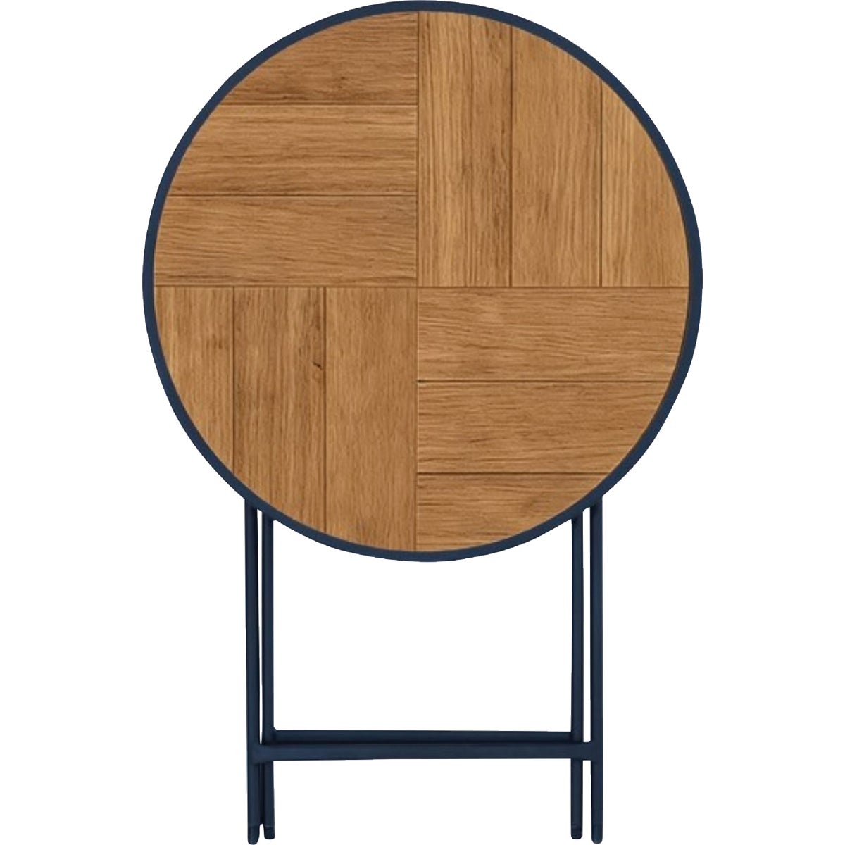Sunjoy 24 In. Round Heavy-Duty Woodgrain Finish Steel Folding Table Image 5