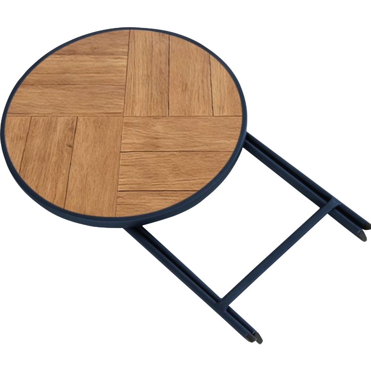 Sunjoy 24 In. Round Heavy-Duty Woodgrain Finish Steel Folding Table Image 6