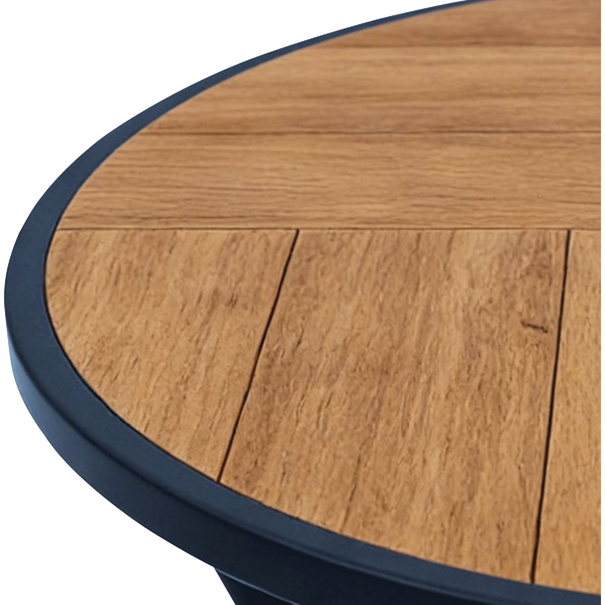 Sunjoy 24 In. Round Heavy-Duty Woodgrain Finish Steel Folding Table Image 4