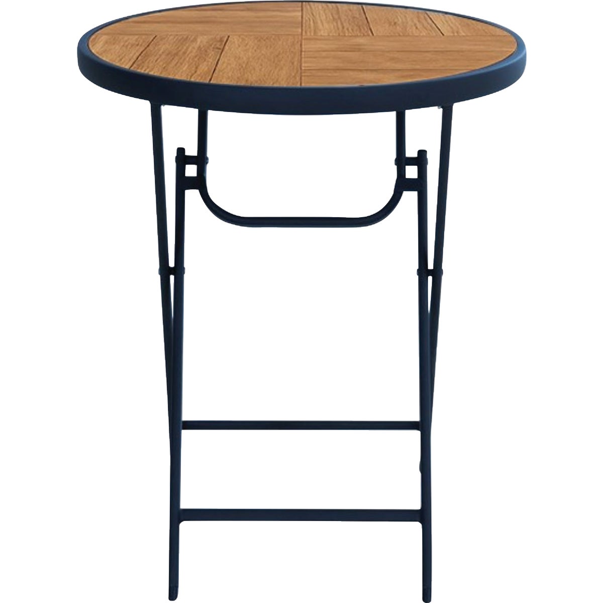 Sunjoy 24 In. Round Heavy-Duty Woodgrain Finish Steel Folding Table Image 2