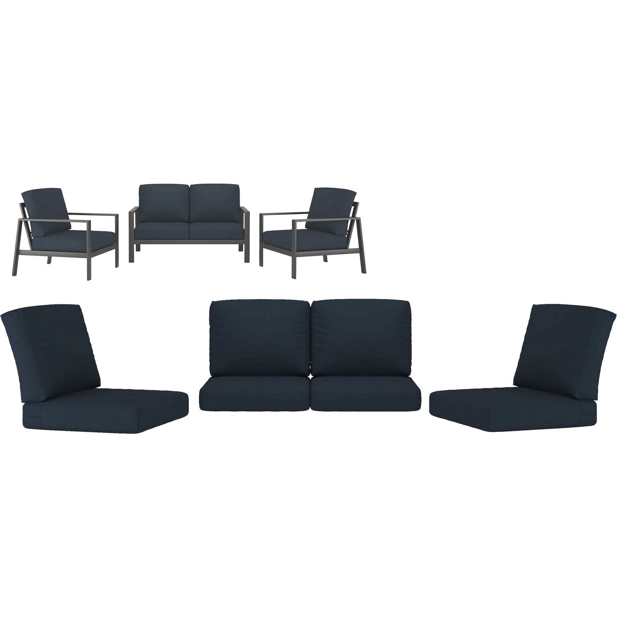 Northcape International Rockton Navy Polyester Loveseat Chat Set Cushion Set Image 2