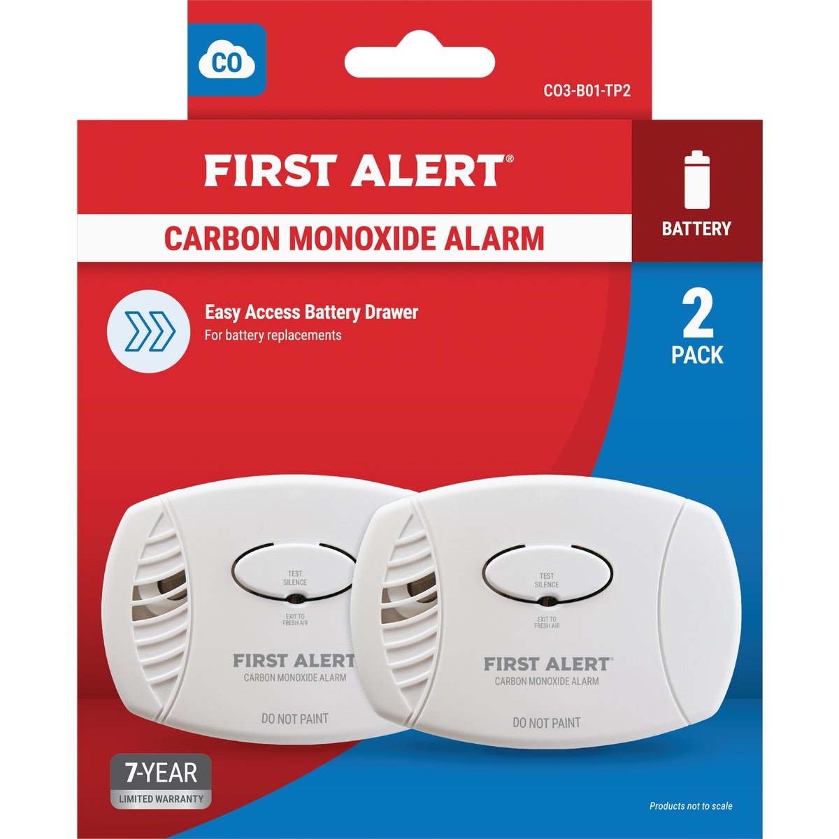 First Alert CO400 Battery Operated 9V Electrochemical Carbon Monoxide Alarm (2-Pack)