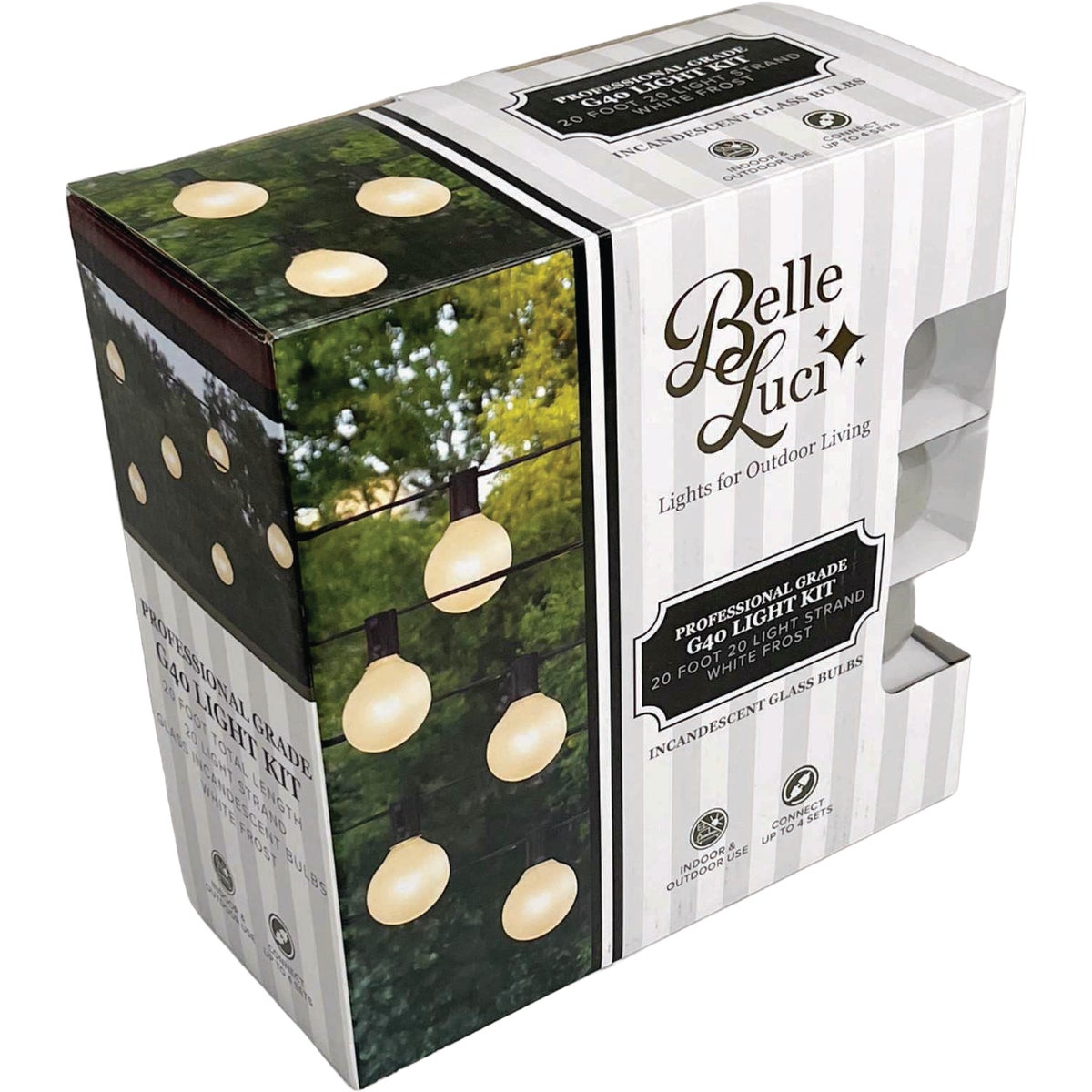 Holiday Bright Lights Belle Luci 20-Bulb G40 Frosted White Incandescent Light Kit Image 1