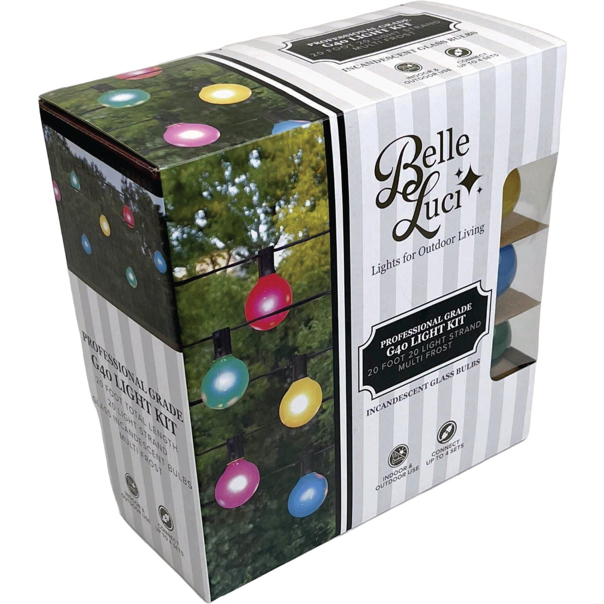 Holiday Bright Lights Belle Luci 20-Bulb G40 Frosted Multi-Color Incandescent Light Kit