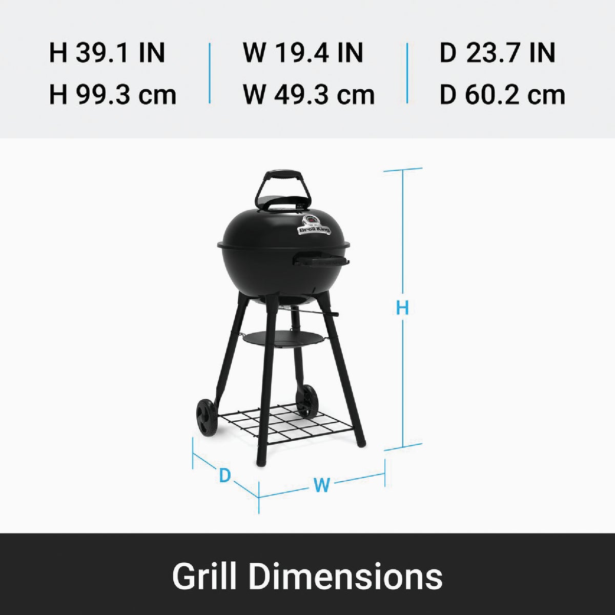 Broil King 18 In. Basic Kettle Charcoal Grill, Black Image 3