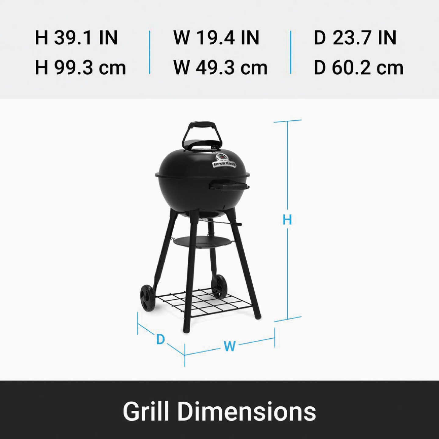 Broil King 18 In. Basic Kettle Charcoal Grill, Black Image 3