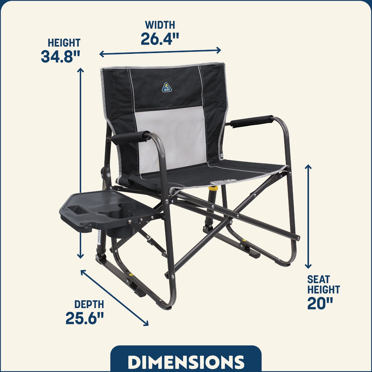 GCI Outdoor Freestyle Black XL Folding Rocker with Side Table Image 2