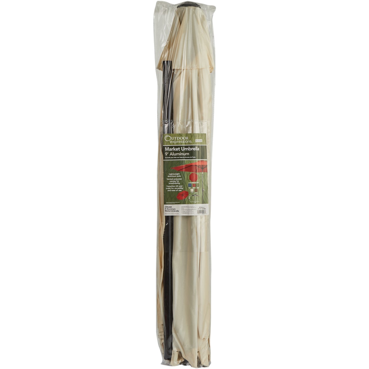 9 Ft. Aluminum Tilt/Crank Cream Patio Umbrella - PFAS Free Image 3