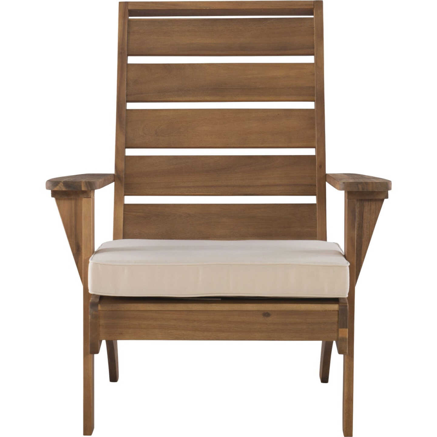 Linon Nantucket Natural Finish Wood Chair with Beige Cushion Image 5
