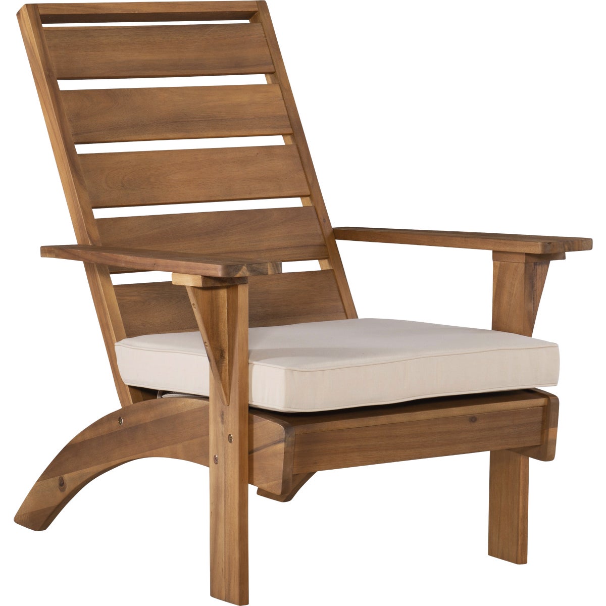 Linon Nantucket Natural Finish Wood Chair with Beige Cushion Image 1