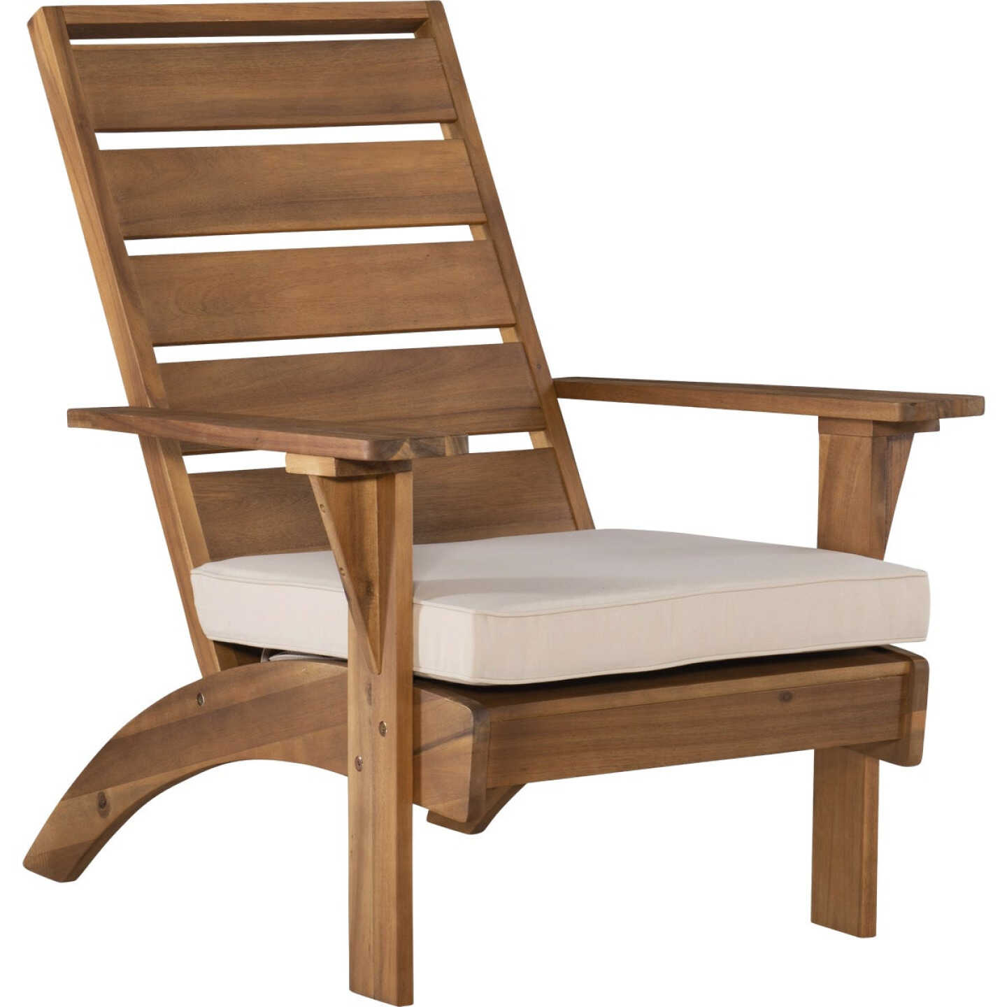 Linon Nantucket Natural Finish Wood Chair with Beige Cushion Image 1