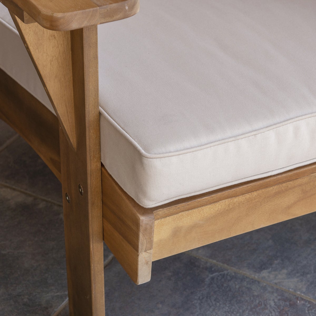 Linon Nantucket Natural Finish Wood Chair with Beige Cushion Image 4