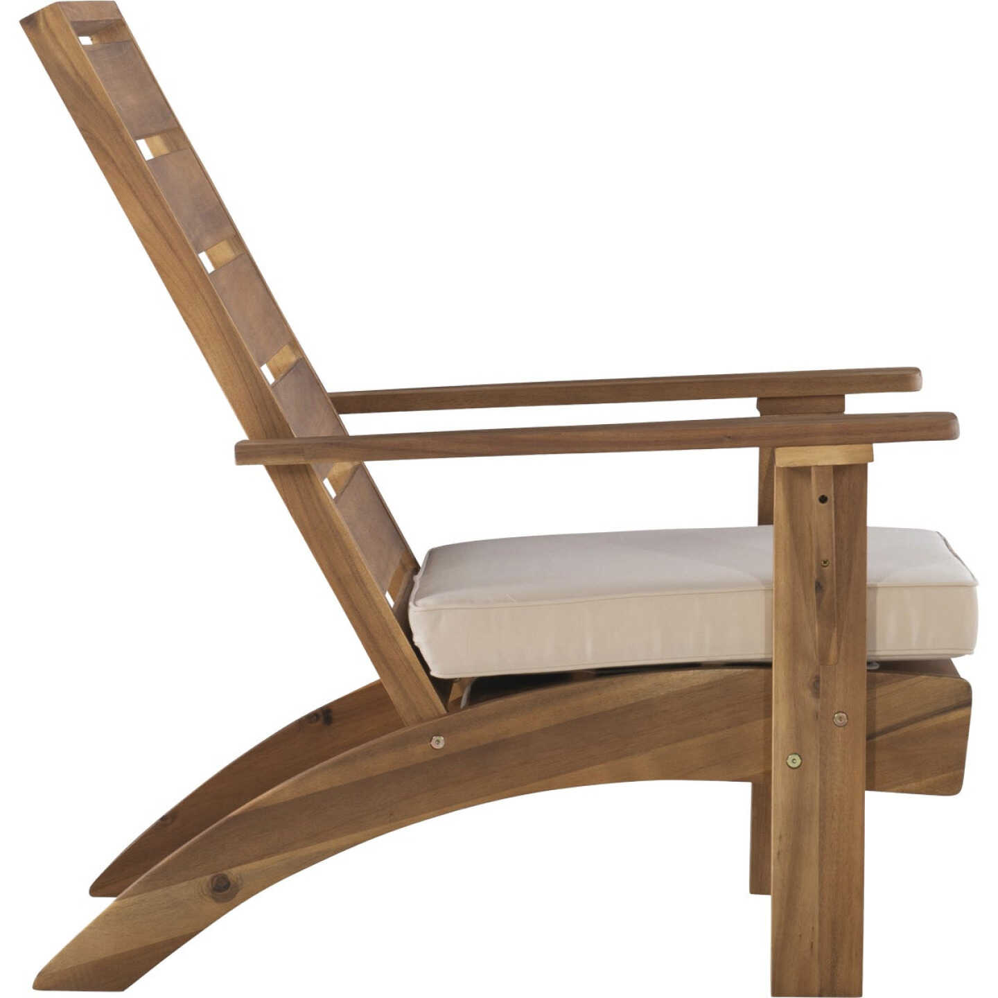 Linon Nantucket Natural Finish Wood Chair with Beige Cushion Image 7