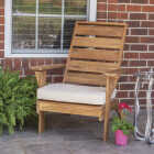Linon Nantucket Natural Finish Wood Chair with Beige Cushion Image 3