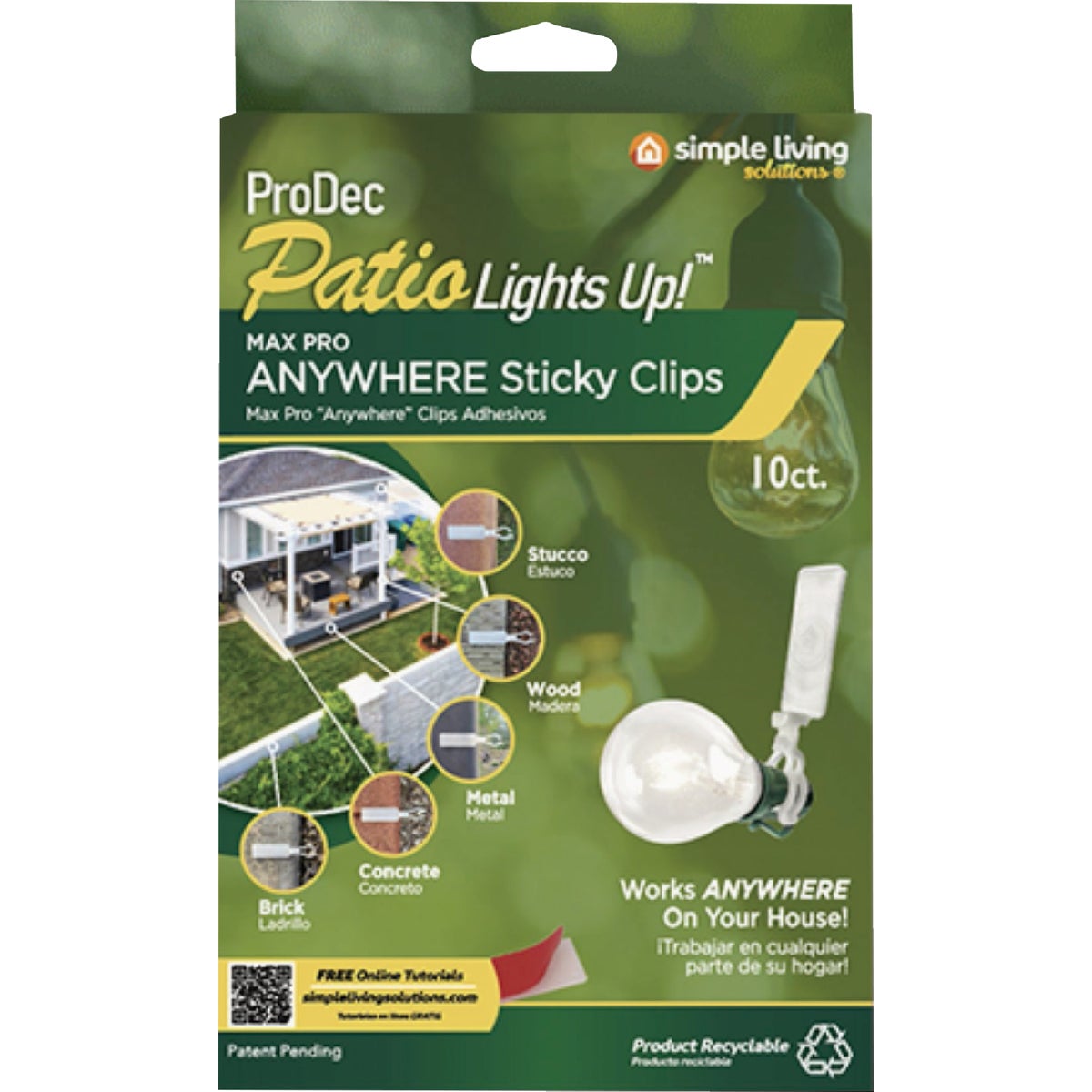 Simple Living Solutions ProDec Patio Lights Up Sticky Clips (10-Pack)