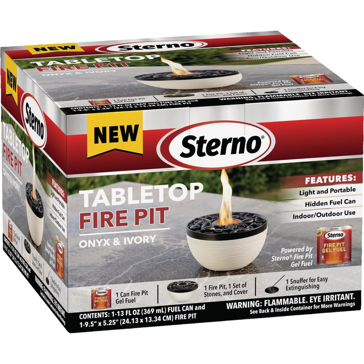 Sterno Medium Onyx and Ivory with Black Lid Tabletop Fire Pit Image 6