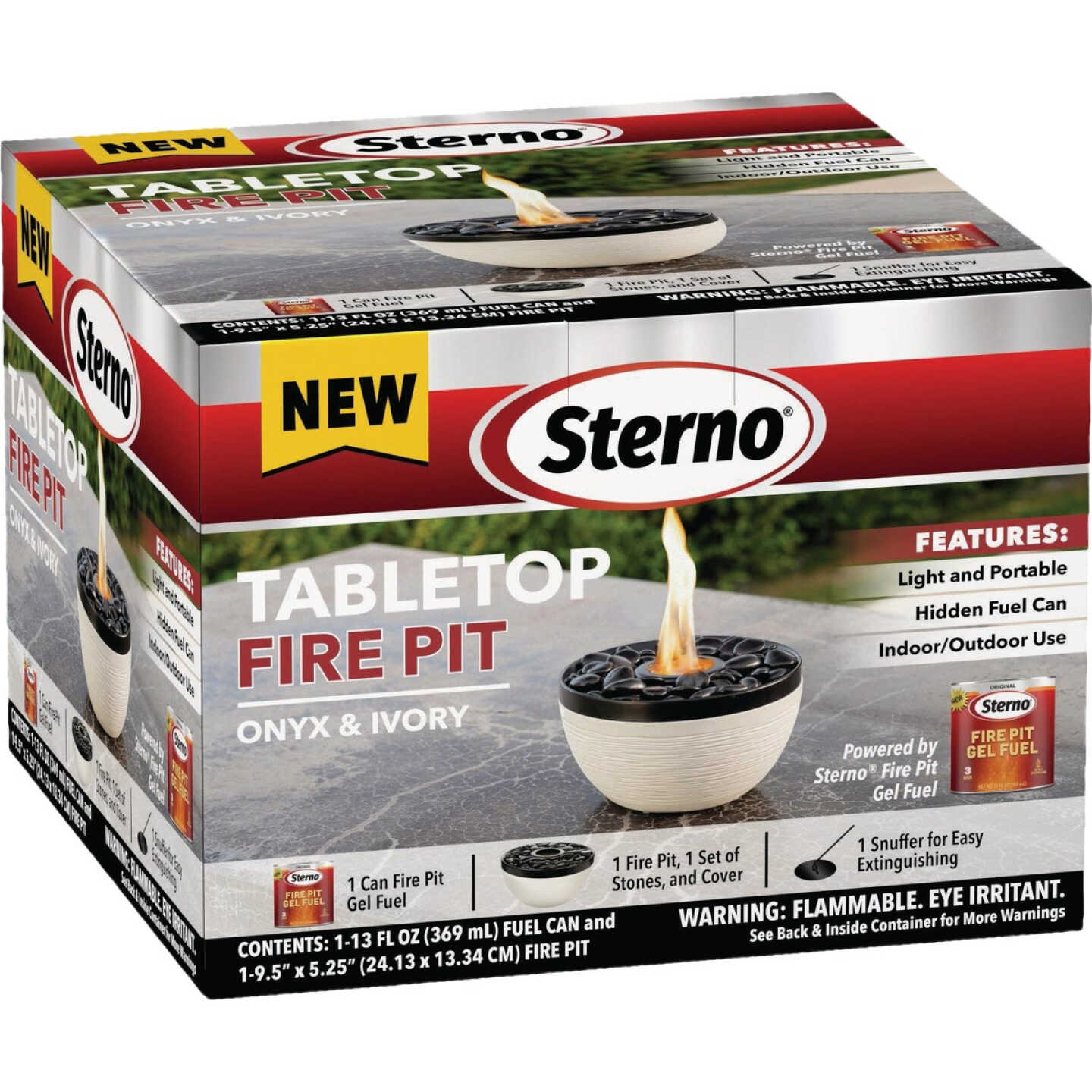 Sterno Medium Onyx and Ivory with Black Lid Tabletop Fire Pit Image 6