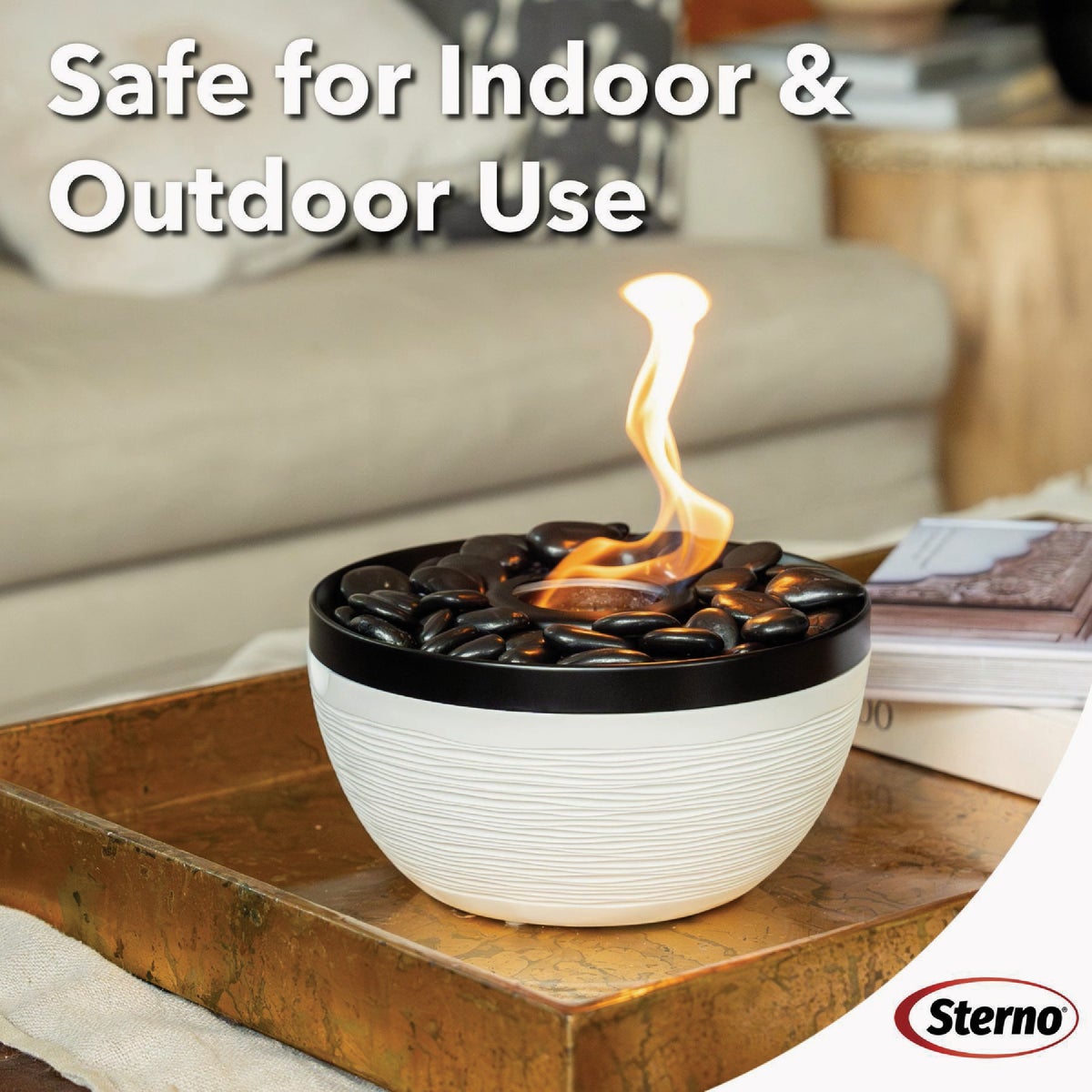Sterno Medium Onyx and Ivory with Black Lid Tabletop Fire Pit Image 4