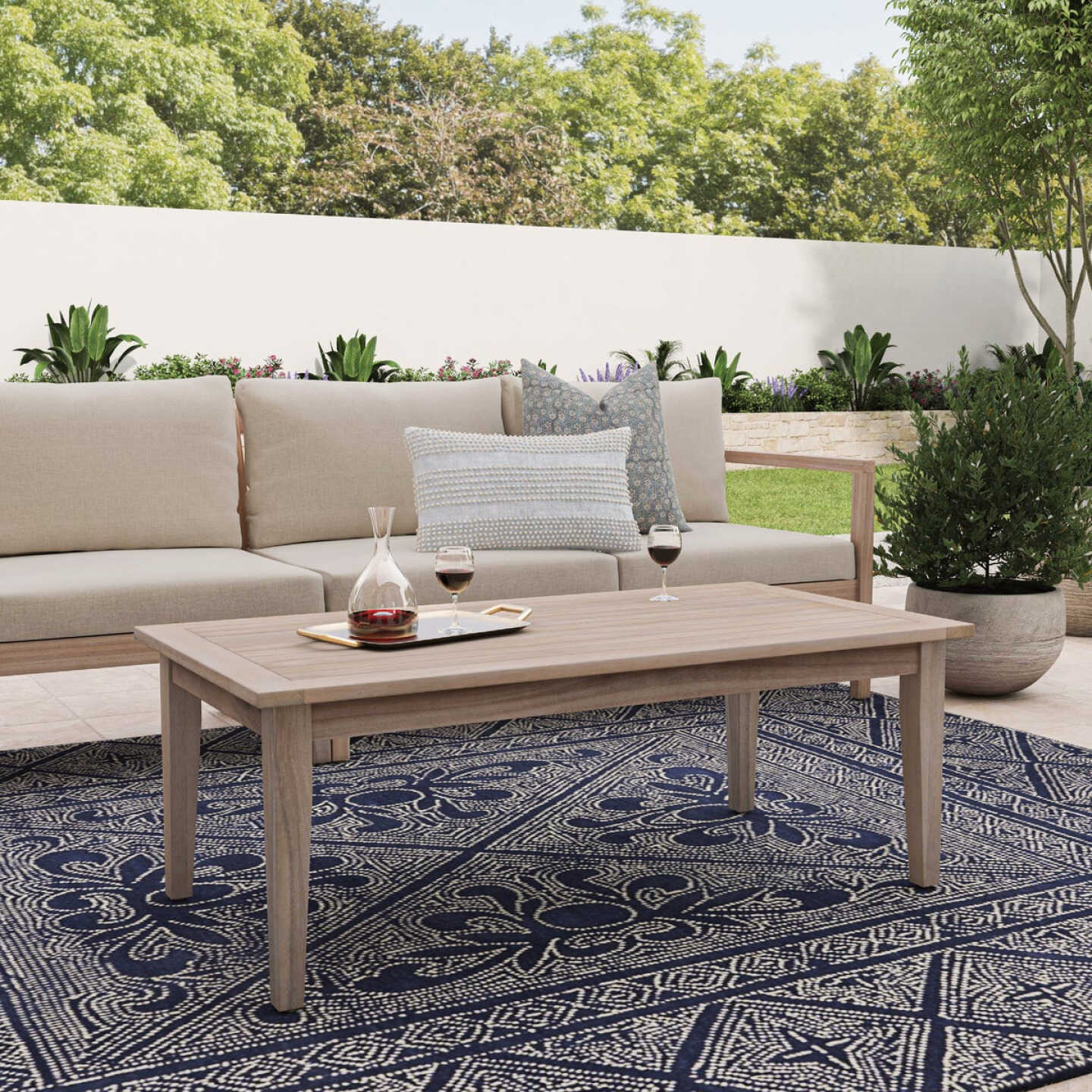 Linon Svana 45.63 In. W. x 23.63 In D. Natural Acacia Wood Coffee Table Image 4