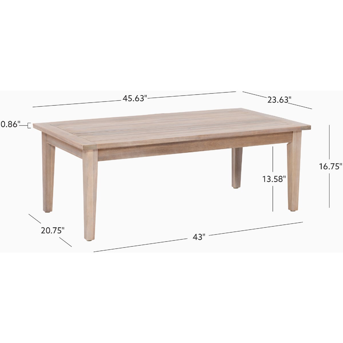 Linon Svana 45.63 In. W. x 23.63 In D. Natural Acacia Wood Coffee Table Image 2