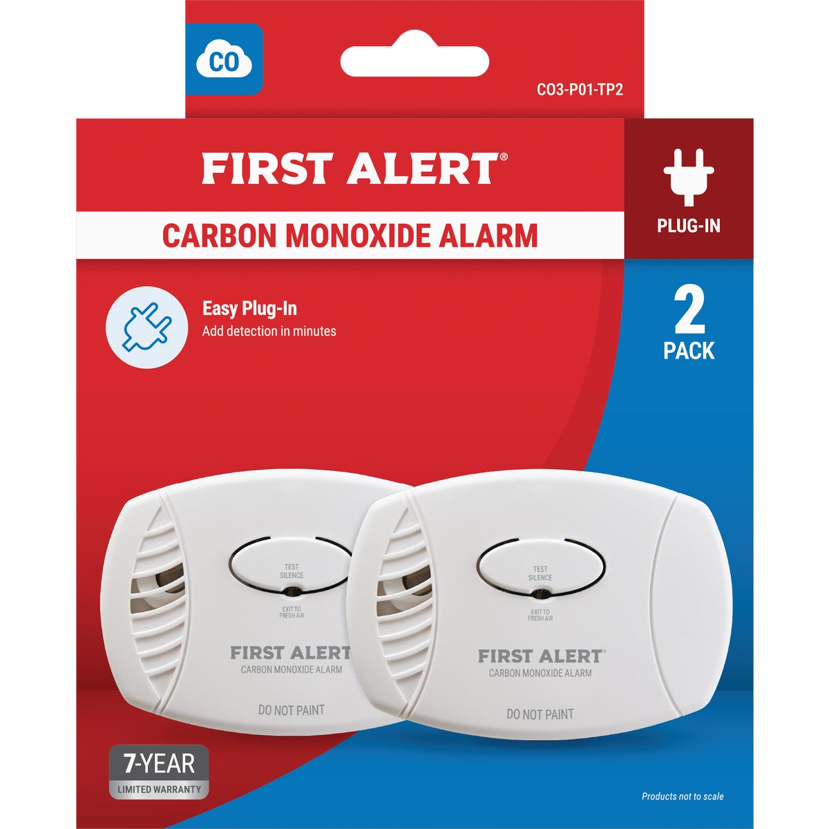 First Alert CO606 Plug-In 120V Electrochemical Carbon Monoxide Alarm with Battery Backup (2-Pack)