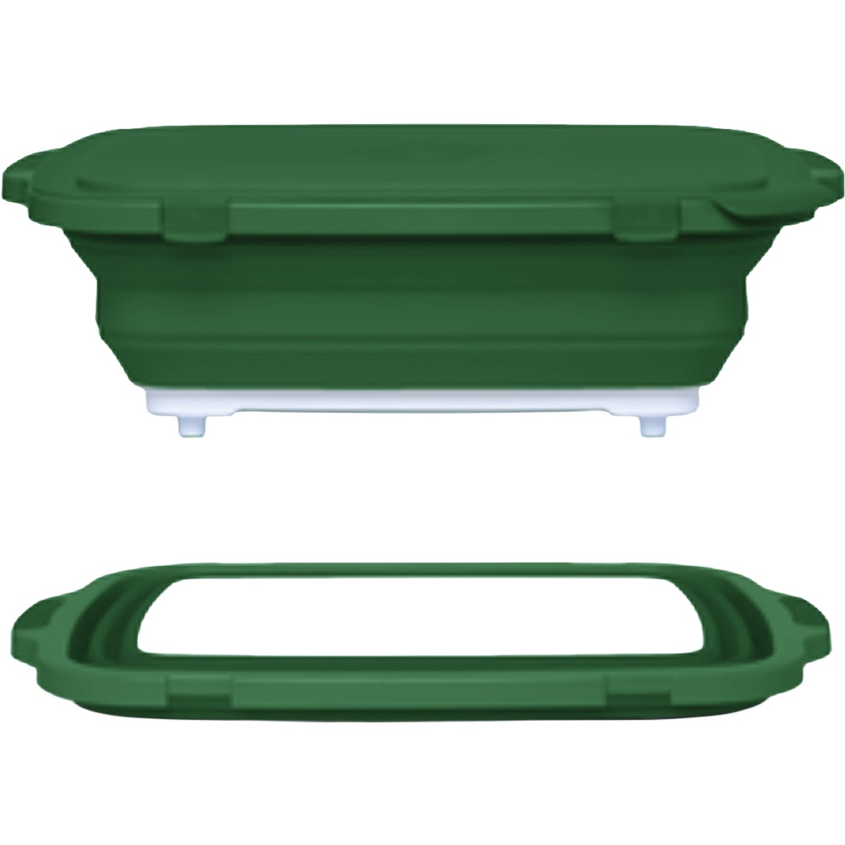 Drip EZ 22.5 In. L. x 16.25 In. W. x 5.5 In. D. Green X-Long Collapsible BBQ Prep Tub with Locking Lid Image 1