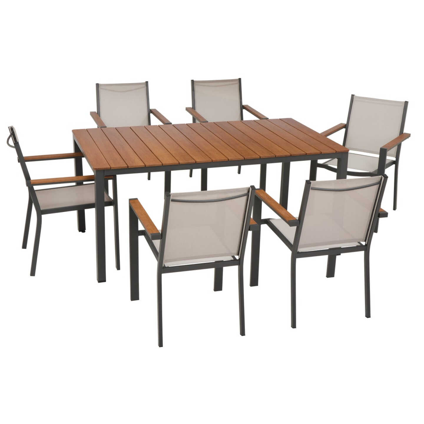 Outdoor Expressions Beige Grove 7-Piece Bamboo Top Patio Dining Set Image 11