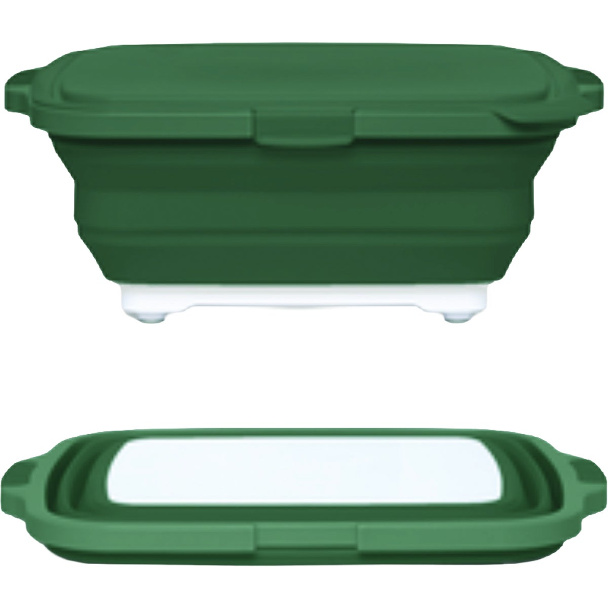 Drip EZ 15.75 In. L. x 12.5 In. W. x 4.5 In. D. Green Collapsible Food Prep Tub with Locking Lid Image 1