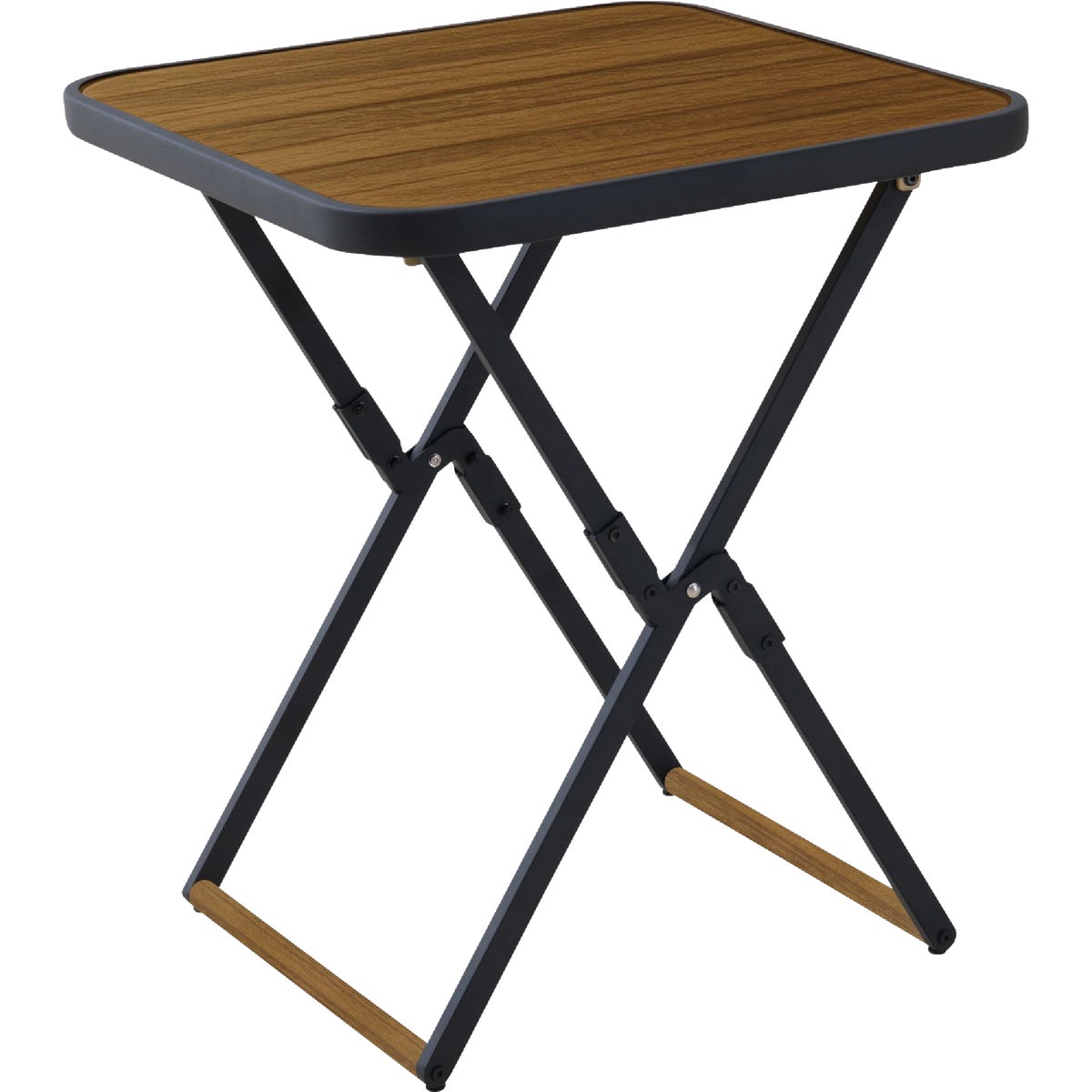 Sunjoy 24 In. Square Heavy-Duty Woodgrain Finish Steel Folding Table Image 2
