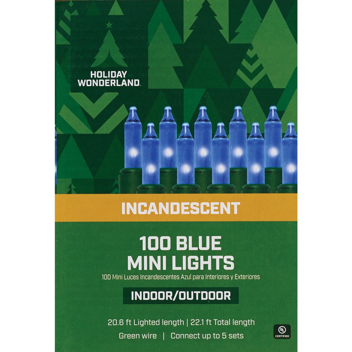 Home Impressions Blue 100-Bulb Mini Incandescent String Light Set with Green Wire Image 2