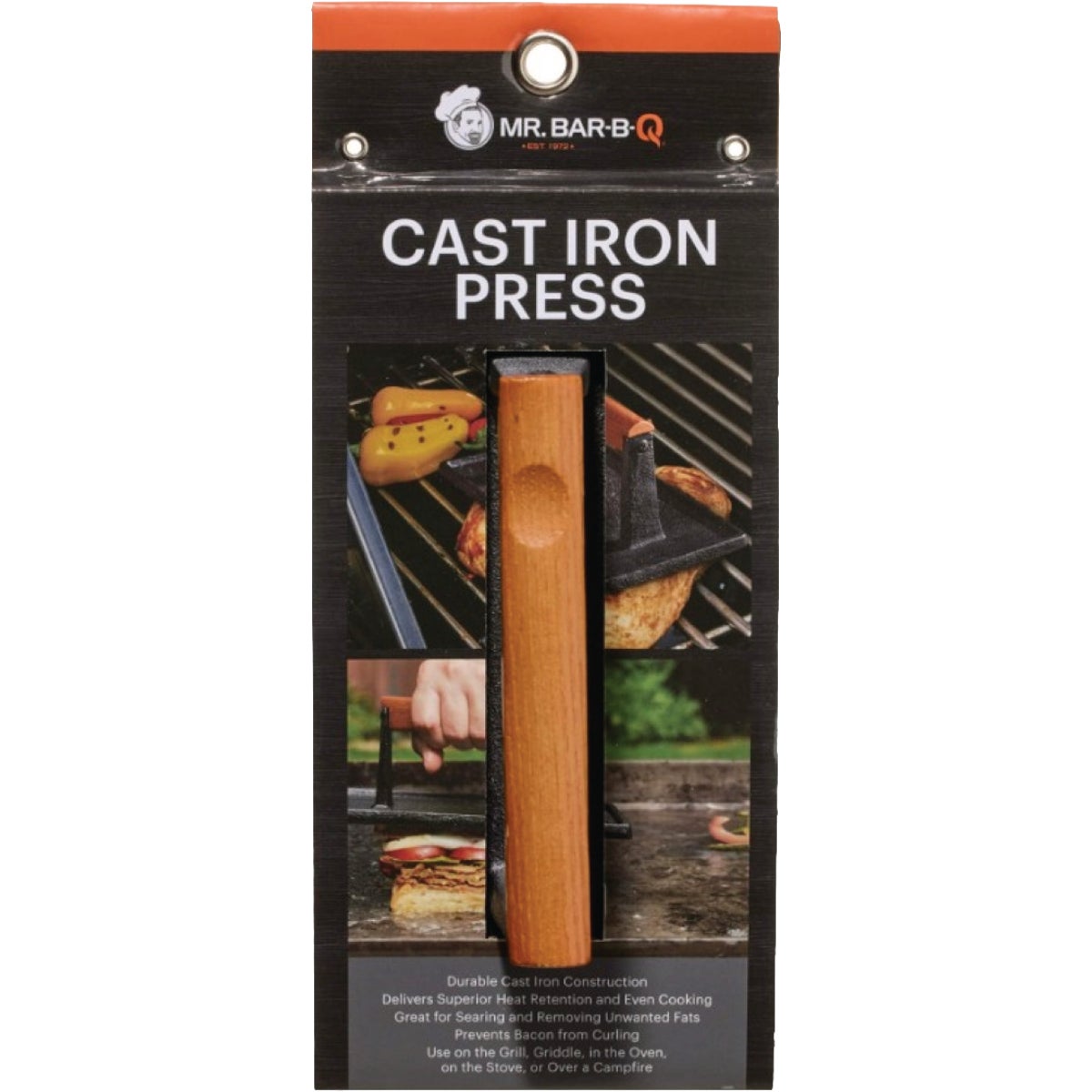 Mr. Bar-B-Q Rectangle Cast Iron Meat Press