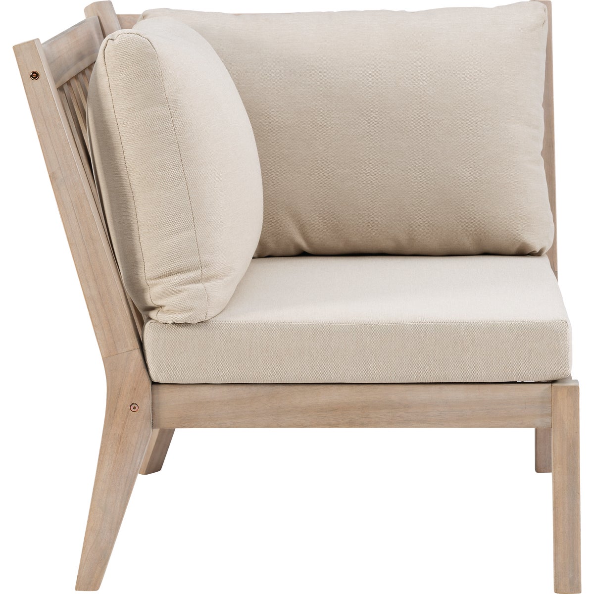 Linon Svana Natural Finish Wood Corner Chair with Beige Cushions Image 6