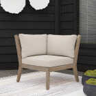 Linon Svana Natural Finish Wood Corner Chair with Beige Cushions Image 3