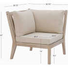 Linon Svana Natural Finish Wood Corner Chair with Beige Cushions Image 2