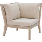 Linon Svana Natural Finish Wood Corner Chair with Beige Cushions Image 1