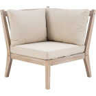 Linon Svana Natural Finish Wood Corner Chair with Beige Cushions Image 5