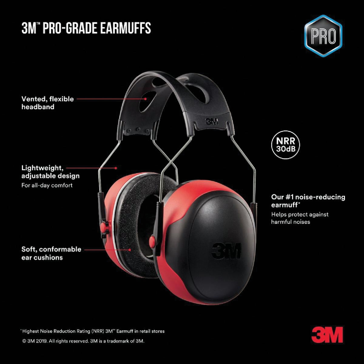 3M Pro-Grade 30 dB NRR Earmuff Image 5