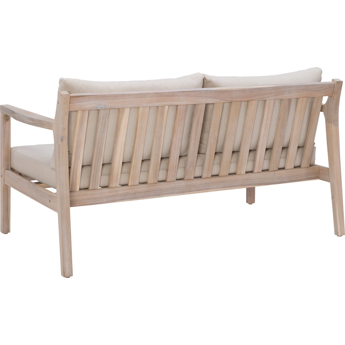 Linon Svana 58.25 In. W. x 31 In. D. Natural Finish Wood Sofa with Beige Cushions Image 7